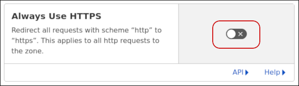 Cloudflare - SSL/TLS - Edge Certificates - Always Use HTTPS slider