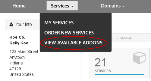 Customer Portal - View Available Addons