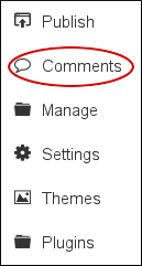 Nibbleblog - Comments menu